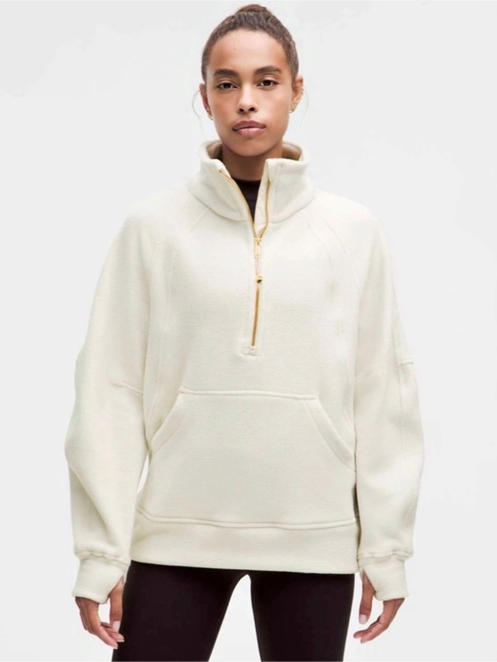 Lululemon Scuba Tumbled Fleece Funnel Neck Half-Zip Size M/L Square Dot
